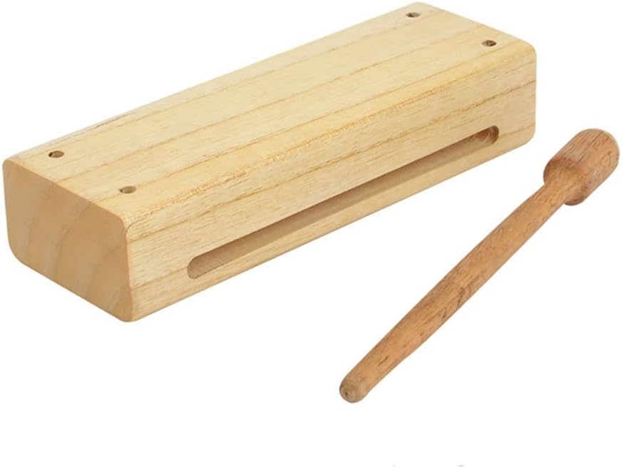 BRAGUE Hand Percussion Musical Wood Block Percussion Instruments, Theatrical Large Square Clappers with Mallets High and Low Wooden Fish Instruments