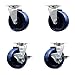 Swivel Top Plate Caster Set ? Blue 5 Inch by 2 Inch Solid Polyurethane Wheel ? Roller Bearing ? 1,800 lbs. Total Capacity ?Includes 2 Locking Swivel Casters and 2 Swivel Casters ? Service Caster Brand