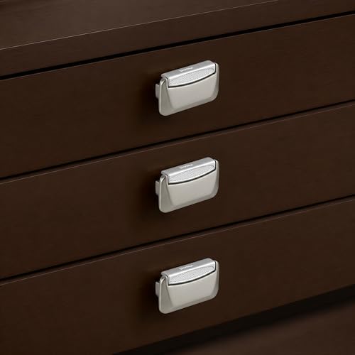 Image of Plantex Drawer Kadi /3 Inch Chest Handle for Drawer /Rectangular Cabinet Kadi /Pull-Push Kadi for Home /Office Drawer - Pack of 3 (DTK-295, Satin White & Chrome)