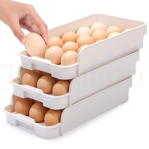 Image of EggDeck Stackable Egg Tray Set of 3,45 Egg Storage,15 Slots Per Tray,Space-Saving Organizer for Fridge,White Matte Finish,Tabletop & Cabinet,BPA-Free,Durable,Detachable,Freezer Safe (White)