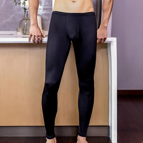 Men's Thermal Ribbed Leggings Bulge Pouch Compression Pants Seamless Base Layer Bottoms2