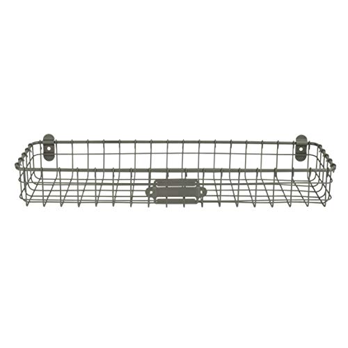 Spectrum Diversified Vintage Mount Tray, Slim Wall Basket Customizable Label Plate, Rustic Farmhouse Décor, Sturdy Steel Wire Storage Shelf, 1 Count (Pack Of 1), Industrial Gray #TOP5