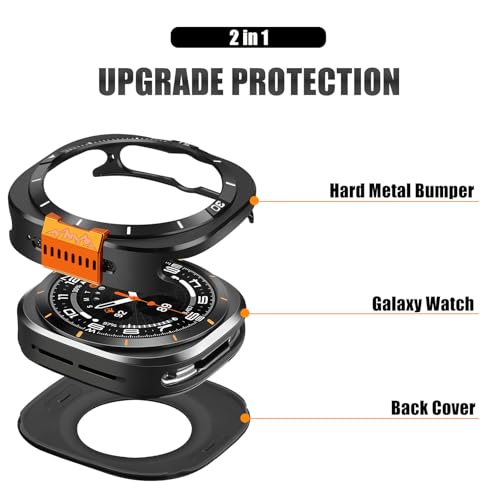 Carcasa de metal para Galaxy Watch Ultra 47mm, protector robusto con acabado premium 2