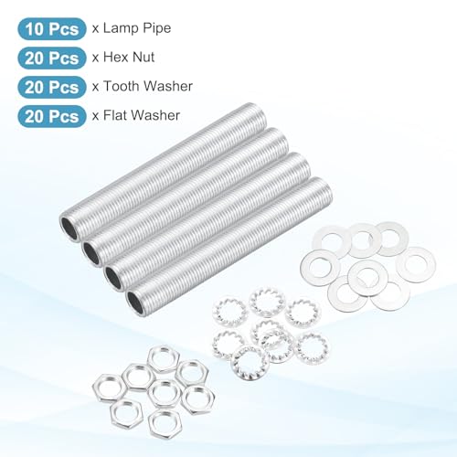Image of MECCANIXITY 70Pcs 2.4 inch Lamp Pipe Kit with Nuts Washers 1 /8IP Thread Fasteners Assortment for Chandelier Ceiling Light Repair Assembly DIY Hardware