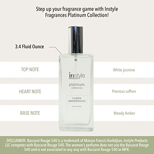 Instyle Fragrances | Inspired By Mfk’s Baccarat Rouge 540 | Platinum Collection | Cassis Amberwood | Women’s Eau De Parfum | Clean, Vegan, Paraben, Phthalate Free | Never Tested On Animals | 3.4 Fl Oz #TOP6