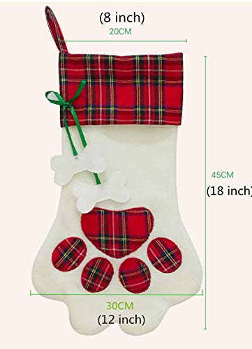 Sherrydc Dog Cat Paw Christmas Stockings Set Of 2, Plush & Plaid Hanging Socks For Holiday And Christmas Decorations #TOP5