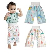Dioshark Töpfchen Trainingshose Baby, 2 Stück Windelhosen Lang Baumwolle Mädchen Wiederverwendba Waschbar Kaninchen Einhorn Kinder Toiletten Töpfchentraining Hose Weiß Blau für 4-8 Jahre, L
