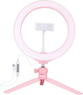 Abaodam 1 Set Photography Fill Light Desktop Stand LED Selfie Light Cellphone Stand LED Ring Light Tripod Dimmable Ring Light Desktop Ring Light Tripod Ring Light Makeup Ring Light Pink