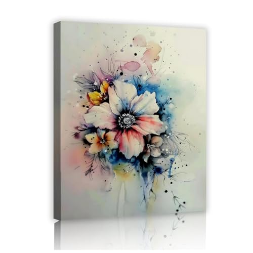Art mural fleurs colorées déco moderne salon et chambre toile florale 40x50