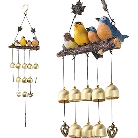 Gardenvy Birds Wind Chimes with Bells Decoration for Outdoor Garden and Home Decor - Blue Cover