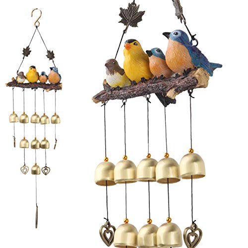 Gardenvy Birds Wind Chimes With Bells Decoration For Outdoor Garden And Home Decor - Blue #TOP2