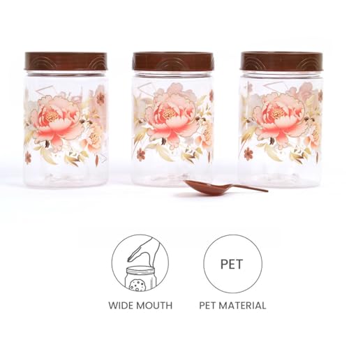Image of 500 ml Set of 6 -Plastic Airtight Small Storage Container Boxes and Jar Kitchen Set - BPA-Free, Stackable Pantry Organizers for Kitchen Storage, Spices, Dry Fruits, Pulses (Brown)