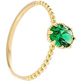 Ayoiow Anillos de boda y compromiso para mujer, de oro amarillo de 14 quilates con tsavorita, elegantes anillos de compromiso vintage para ella, talla 4-11, Q 1/2, Oro amarillo, Tsavorita