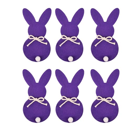 Mllepjdh Bella valigetta portaposate con motivo coniglietto, 6 pezzi, riutilizzabile, Pasqua, perfetta per casa, ristorante, accessori da collezione pasquale