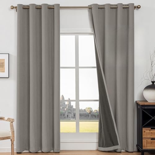 CYCMACO Cortinas Opacas Falso Lino 2 Piezas, 140x160cm, Cortina Opaca Dormitorio con Ojales, Cortinas Termicas Aislantes Frio Y Calor, Cortina Acusticas Antiruido Modernas, para Salon, Café