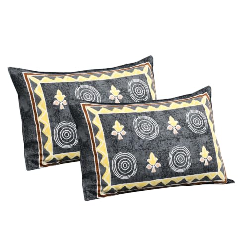 Image of Bedsheet for Double Bed King Size with 2 Pillow Covers | 240 TC 100% Cotton Rajasthani Sanganeri Jaipuri Printed Bed Sheet -108 * 108 Inches (Charcoal Boota)