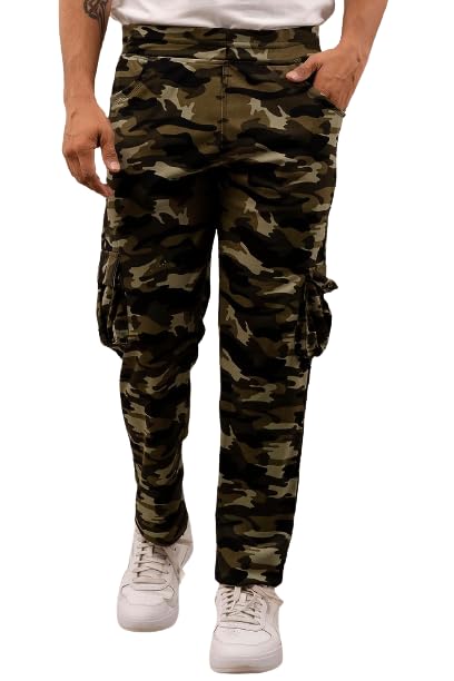 Lycra Camouflage Dry Fit Regular Print Track Pants, Joggers, Sports Gym Pants for Men ans Girls (Pack of 1) (XL, Army Print)