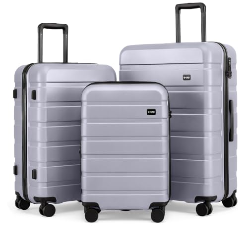 Image of Coolife Luggage Set, 3 Piece Lightweight Durable Hardshell, Platinum