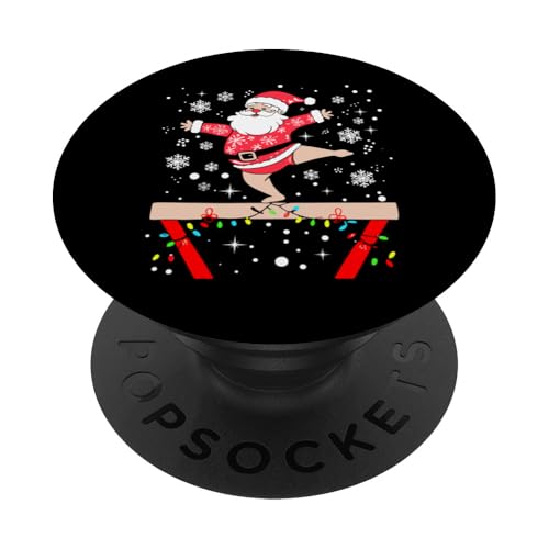 Divertente ginnasta Natale luci Babbo Natale ginnastica Natale PopSockets PopGrip Adesivo