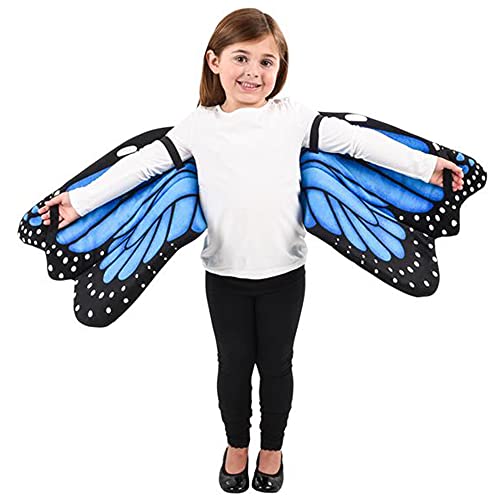 ArtCreativity Plush Wearable Butterfly Wings, 1 Pair, Butterfly Wings for Girls & Boys in Blue, Kids’ Butterfly Halloween Costume Made of Soft Material, Dress Up Accessories for Children