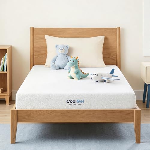 COOL GEL 6 Inch Twin Mattress for Kids, Cooling Gel Memory Foam Mattress in a Box, Medium Firm Support & Pressure Relief, Fiberglass Free, CertiPUR-US Certified