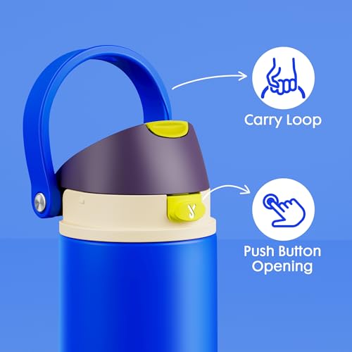 Image of 18 oz Insulated Water Bottle for Kids: Meoky Stainless Steel Water Bottle with 2-in-1 Straw and Spout Lid - Leak Proof, Cold for 24 Hours, BPA-Free for Boys School Sports, Celestial Sphere