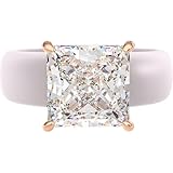 Rinfit Silicone Ring with Stone - Princess Cut Cubic Zirconia Solitaire Engagement Ring for Women - Rubber Wedding Bands - Orchid Ice/Rose Gold - Size 7