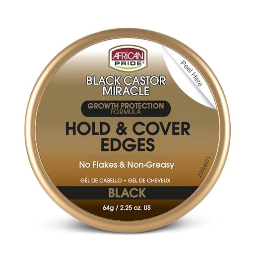 African Pride Black Castor Miracle Hold & Cover Edges - Slicks and Controls Edges, Covers Grays, Fills Thinning Areas, Contains Black Castor Oil & Coconut Oil, 2.25 oz