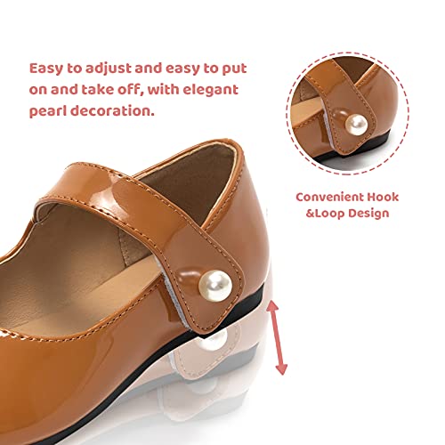Funkymonkey Toddler/Little Girl Mary Jane Dress Shoes Casual Slip On Ballet Flat (2 Little Kid, Brown) #TOP4