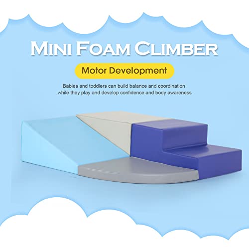 Dkelincs Climbing Blocks for Toddlers 1-3, 4-Piece Crawl and Climb Soft Foam Baby Climbing Blocks, Babies Activity Play Structures Toddler Climbing Toys Indoor, Blue - Thumbnail 4