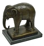 Longitud: 20 cm Casa Padrino Escultura Decorativa de Bronce de Lujo Elefante Bronce Antiguo/Negro 20 x 10 x A. 19 cm - Figura de Bronce con Base de mármol - Figura Decorativa - Decoración de Escritorio