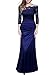 Miusol Women's Retro Off Shoulder Floral Lace Ruched Bridesmaid Maxi Dress