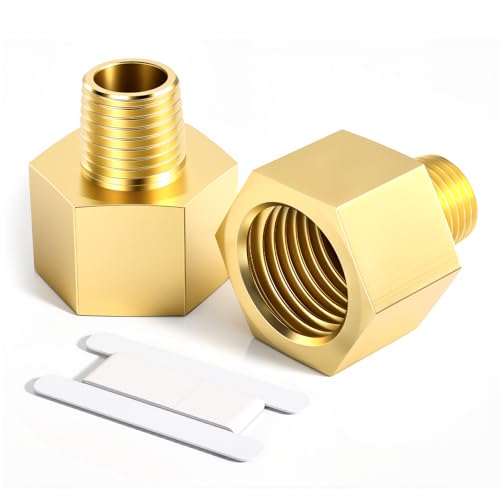 Image of Bwintech 2 Pcs 3/8" Female to 1/4" Male BSP Thread Brass Hex Bushing Reducing Connector for Pipe Connecting Conversion