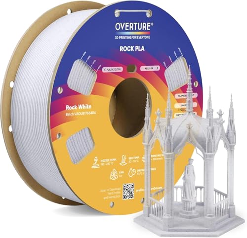 OVERTURE Rock PLA Filament 1.75 mm Marble PLA Aufgerüstet 1kg (2.2 lbs) Maßgenauigkeit +/- 0.03mm (Rock Weiß)