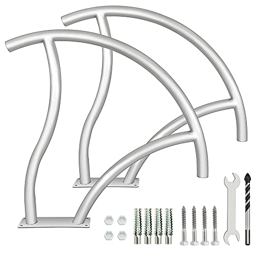 HONYTA Pool Handrail 2 Pcs 30 x30 304 Stainless Steel Silver Rustproof Humanized Swimming Pool Handrail Grab Ladder with Blue Grip Cover & M8 Drill Bit & Self-Taping Screws