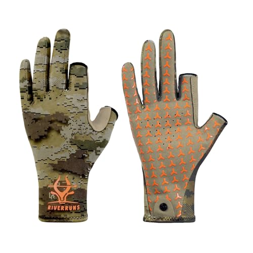 Riverruns Camo Hunting Gloves for Men Women Lightweight Anti-Slip Camouflage Gloves for Fishing Hiking Outdoor Activities(CamoQuag S)