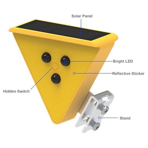 Luz de advertencia solar resistente al agua con destello LED amarillo vial 6