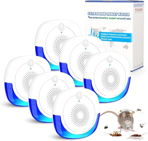 Nexis Ultrasonic Pest Repeller 6-Pack - Silent and Non-Toxic Indoor Pest Control - Effective Mouse, Rat, Ant, Rats, Spiders, Rodents, Flies - Eco-Friendly Repellent Devices for Home - Pet Safe