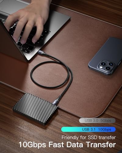 CONMDEX USB C Cable Short 20cm/0.2M 10Gbps Data USB3.1 Gen2 Type C Android Auto Cable QC3.0 3.1A USB A to C Fast Charger for Samsung Note20 Galaxy S25/S24/S23,i-Phone17,Tab S9 Pixel9 M4 iPad Pro 2025