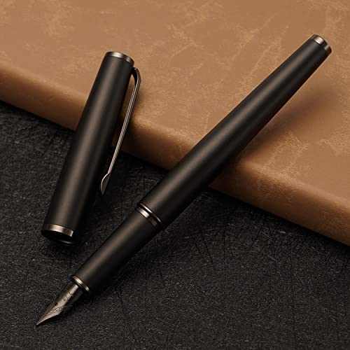 Jinhao 95 Metal Fountain Pen Titanium Black Fine Nib, Matte Black Writing Pen #TOP3