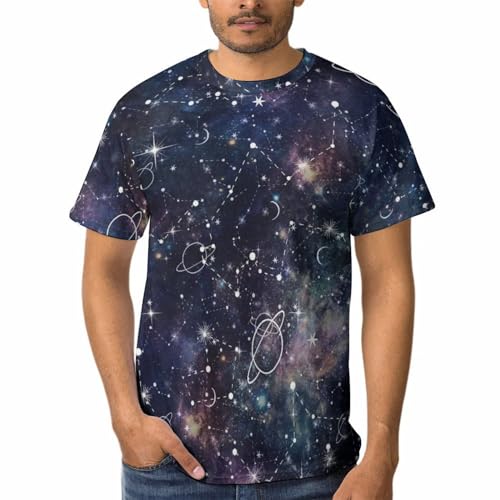 Chemise Tshirt Planète Étoile Espace Homme : vêtement col rond à manches courtes tendance