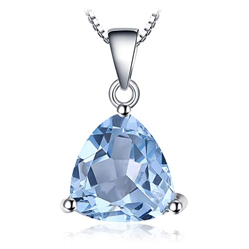 JewelryPalace 2.2ct Elégant Collier Pendentif Femme en Forme Triangle en Topaze Bleue Ciel une Chaîne en Argent Sterling 925 45cm