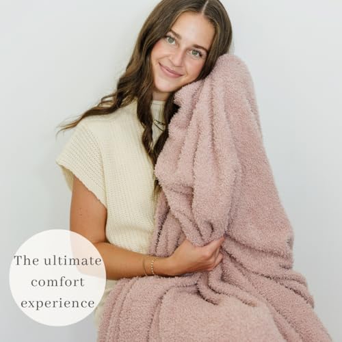 Image of SARANONI Bamboni Luxury Throw Blanket | Oversized Super Soft Plush Home Decorative Comfy Blankets for Couch or Bed | Pink - X-Large 60 inch x 80 inch