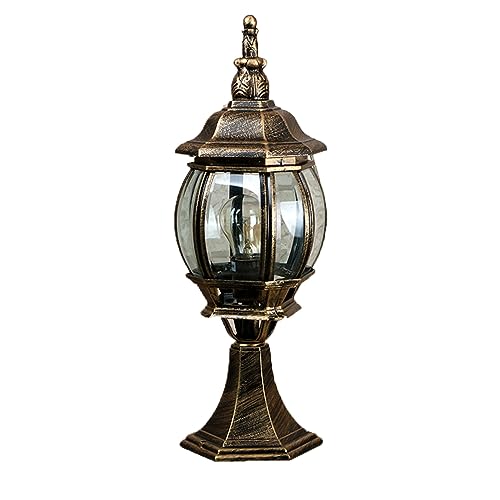 Mengjay Lámpara de exterior Vintage,Impermeable IP23 Lámpara de Sobremuro Lámpara de pilar de Aluminio para exteriores, Lámpara de Jardín Rústica Farola de Exterior E27 Luces de Pedestal para Jardin