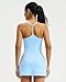 QINSEN Athletic Dress with Pockets Two Piece Spaghetti Strap Tennis Dresses with Shorts Light Blue S
