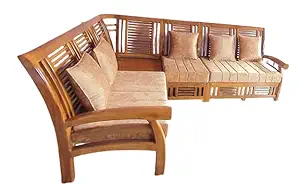 Immanuel Furniture and APHOLSTARY Works 4 Seater Sofa Set for Living Room Wood Material Teak Wood Model Number IMMANUZ01