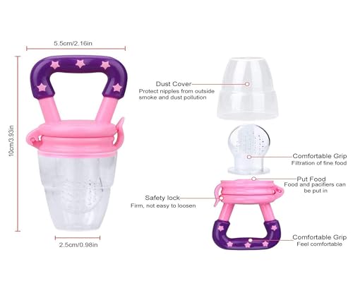 Image of Baby Skin Care Powder Talcum Puff Case Cum Container Box With Fruit Feeder Nibbler Teether For Babies /Kids /Toddler /New Born BPA Free (PATTERN 55)