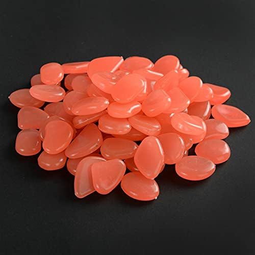 yxx 50-1000 Pcs Luminous Stones Solar Garden Decor Glow in Dark Decorative Pebbles Outdoor Yard Path Patio Lawn Rocks Indoor Fish Tank Aquarium Gravel (Color : Orange, Size : 100 Pieces)