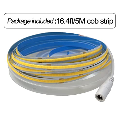 Hamrvl Cob Led Strip Lights Warm White 3000K,Dc12V 16.4Ft/5M 320Leds/M Cri90 Bright Flexible Led Tape 8Mm, For Indoor Home Cabinet，Bedroom,Kitchen,Stage,Backlight Diy Lighting(Without Power Supply) #TOP5