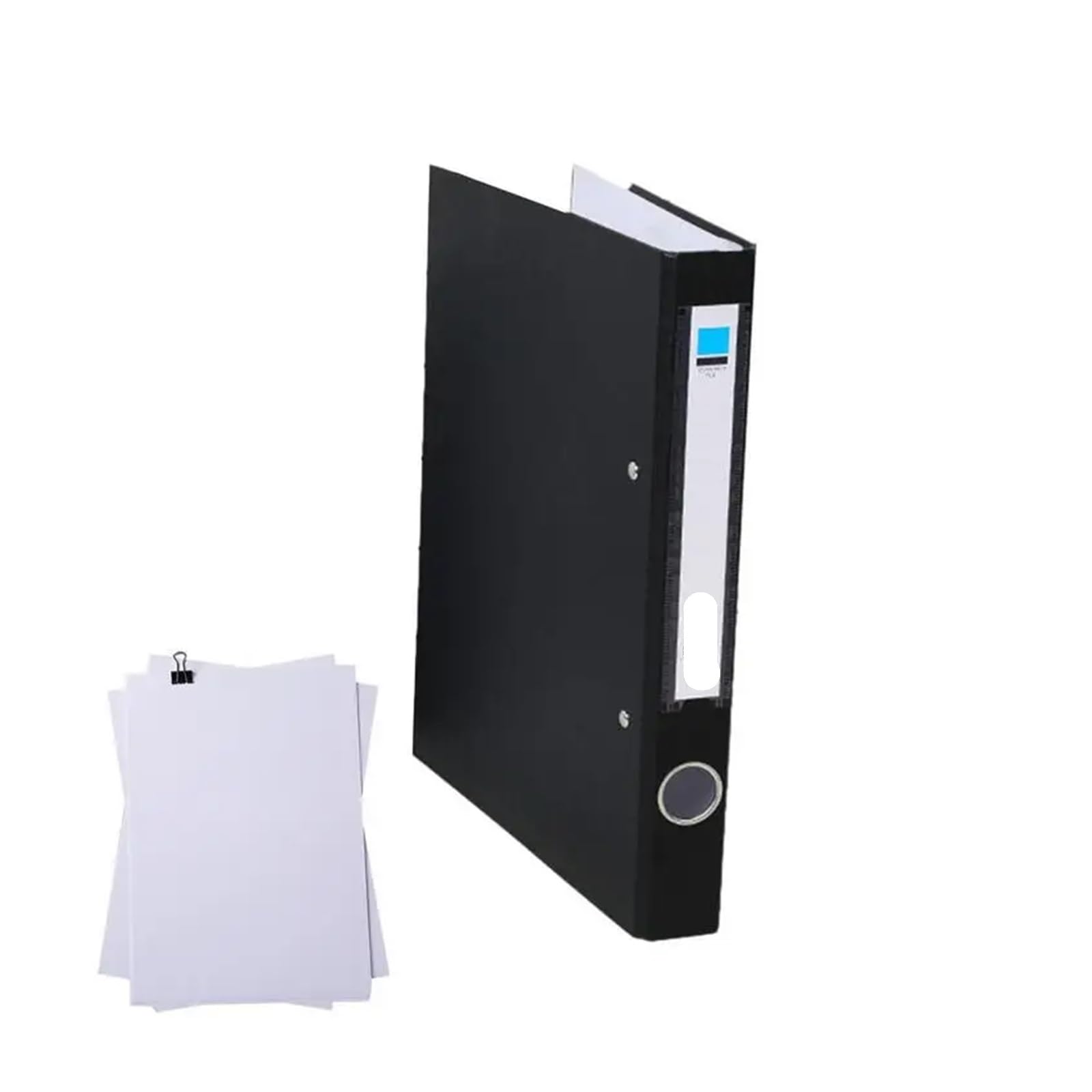 Kontoauszugsordner 2 Ring Lever Arch File Portable High Capacity Folder Two Hole Binder Plastic Lever A4 Binder Folders School Office Supplies(Black)
